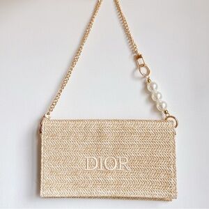 Dior Beige Woven Bag with Gold Chain